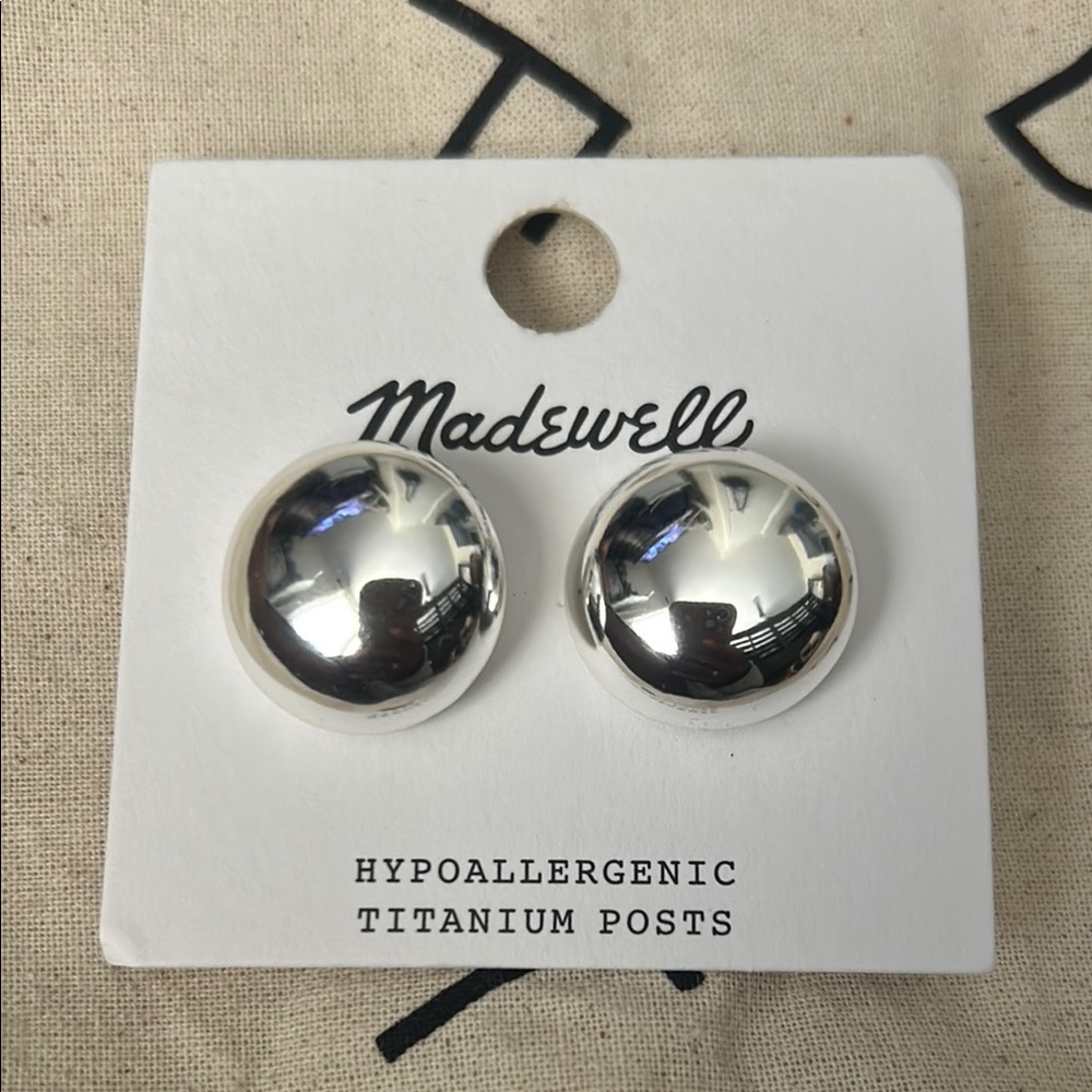 Madewell Shiny Silver Dome Earrings